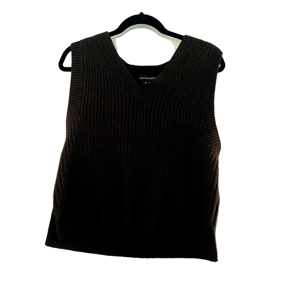 Streetwear Society Knit Sweater Vest Women's Size S College Retro V Neck